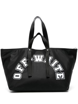Off-White logo-print mesh tote bag - 1001 BLACK WHITE