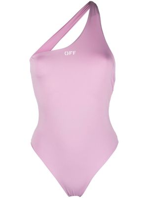 Off-White logo-print one-piece swimsuit - Purple