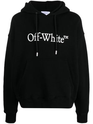 Off-White logo-print organic cotton hoodie - Black