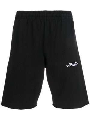 Off-White logo-print organic cotton track shorts - Black