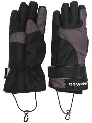 Off-White logo-print ski gloves - Black
