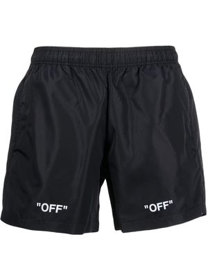 Off-White logo-print swim shorts - Black