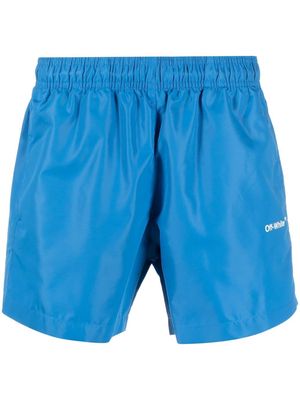 Off-White logo-print swim shorts - Blue