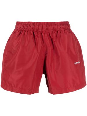 Off-White logo-print swim shorts - Red
