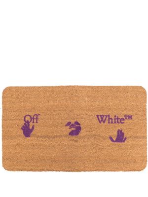 Off-White logo-print welcome mat - Brown
