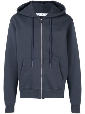 Off-White logo-print zip-up hoodie - Blue