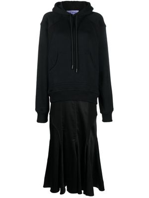 Off-White logo-printed hooded midi dress - Black