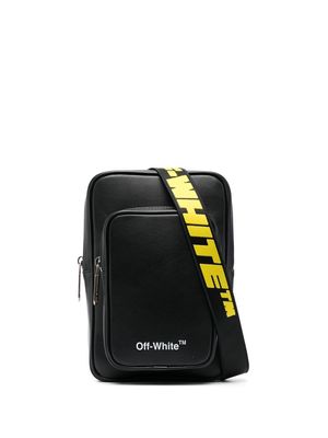 Off-White logo-strap leather backpack - Black
