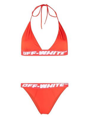 Off-White logo-tape bikini set - Red