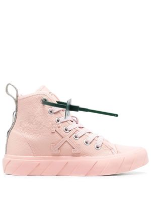 Off-White logo-tape leather hi-top sneakers - PINK PINK