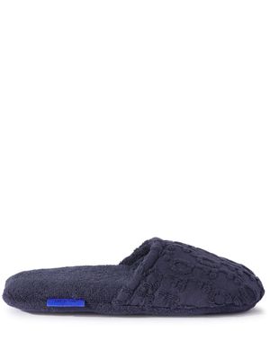 Off-White logo towelled slippers - Blue