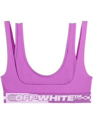 Off-White logo-trim double-layer bra - Pink