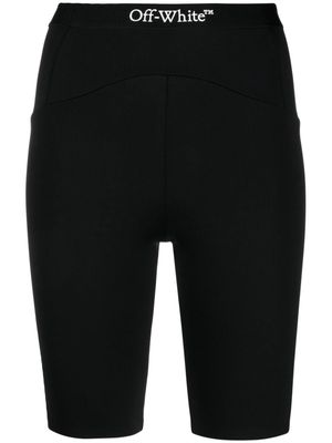 Off-White logo-waistband biker shorts - Black
