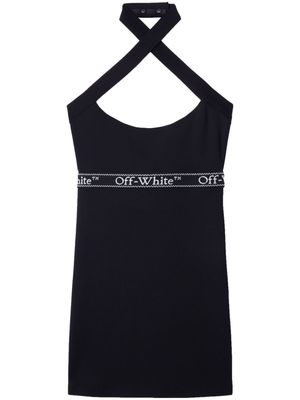 Off-White logo-waistband criss-cross straps minidress - Black
