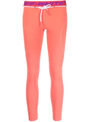 Off-White logo-waistband drawstring leggings - Orange