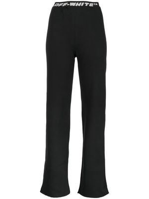 Off-White logo-waistband straight-leg trousers - Black