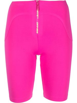Off-White logo zip cycling shorts - Pink