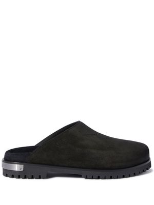 Off-White metal-logo suede clogs - Black