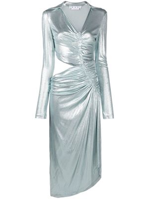 Off-White metallic draped midi dress - Blue