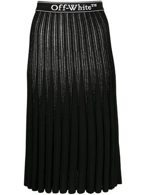 Off-White metallic knitted pleated skirt - 1001 BLACK WHITE