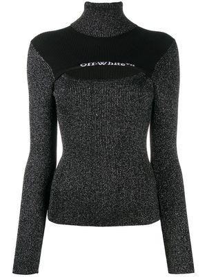 Off-White metallic-thread ribbed-knit jumper - 1001 BLACK WHITE