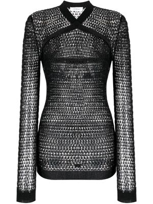 Off-White metallic-threading open-knit jumper - Black