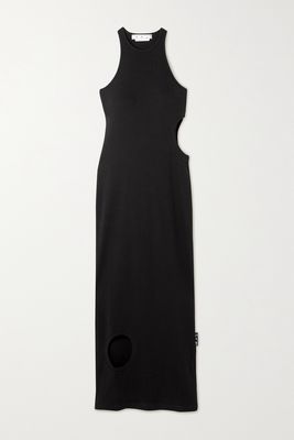 Off-White - Meteor Cutout Ribbed Stretch-cotton Jersey Midi Dress - Black