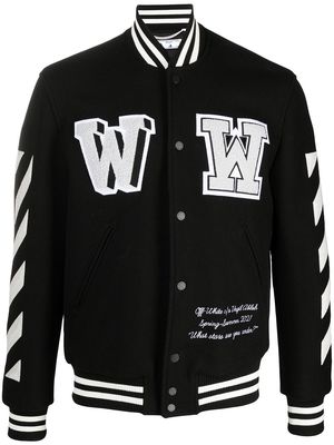 OFF-WHITE monogram-print bomber jacket - Black