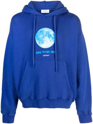 Off-White moon-print organic-cotton hoodie - Blue