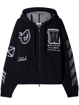 Off-White Moon Vars knitted zip-up hoodie - Black