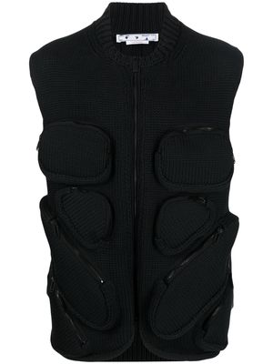 Off-White Multipockets waffle-knit gilet - Black