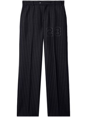 Off-White number-print pinstriped slim-cut trousers - Black
