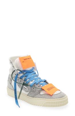 Off-White Off Court 3.0 Glitter High Top Sneaker in White Silver
