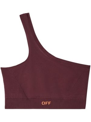 Off-White Off stamp one-shoulder sports bra - Red