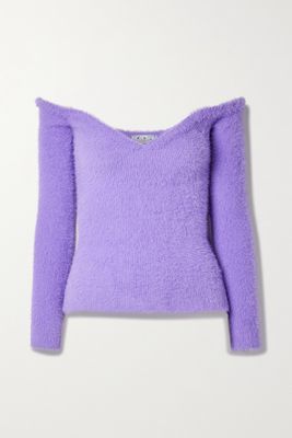 Off-White - Off-the-shoulder Brushed Knitted Top - Purple
