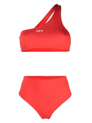 Off-White one-shoulder high-waisted bikini - Red