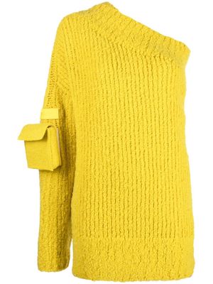 Off-White one-shoulder wool-blend jumper - Yellow