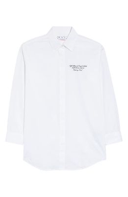 Off-White Oversize Embroidered Shirtdress in White Black