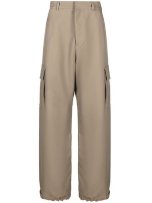 Off-White Ow Emb Drill wide-leg cargo trousers - Neutrals