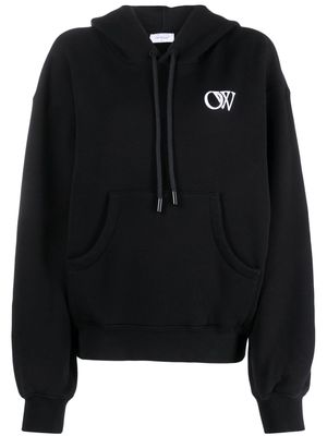 Off-White OW logo-print cotton hoodie - Black