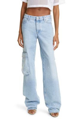 Off-White Painted Toybox Extralong Cargo Jeans in Light Blue