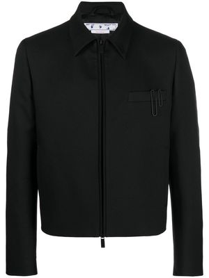 Off-White paper clip zip-up jacket - Black