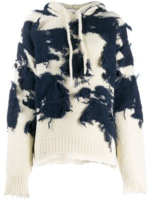 Off-White patch-detail knitted hoodie - BEIGE BLUE