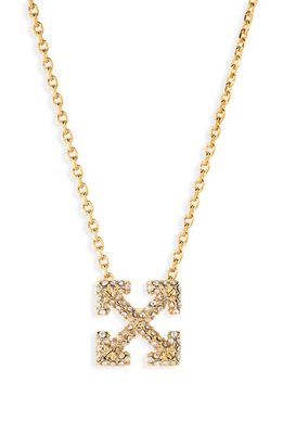 Off-White Pavé Arrow Pendant Necklace in Gold