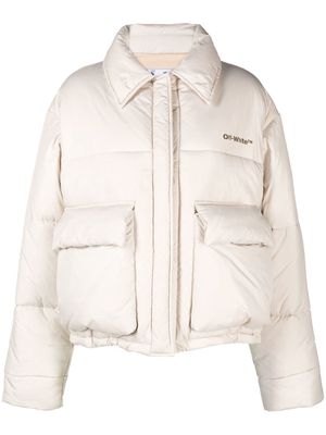 Off-White Peach NY short puffer jacket - Neutrals