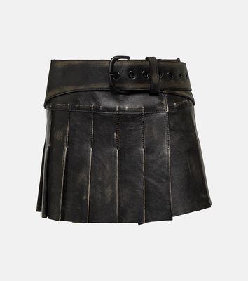 Off-White Pleated leather miniskirt