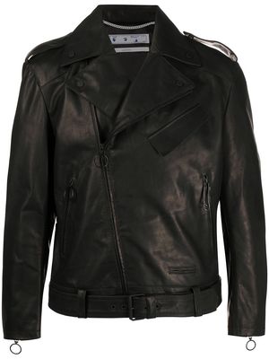 Off-White printed biker jacket - Black