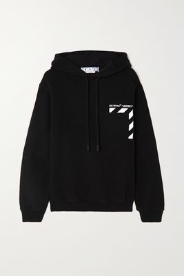 Off-White - Printed Cotton-jersey Hoodie - Black