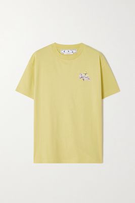 Off-White - Printed Cotton-jersey T-shirt - Yellow
