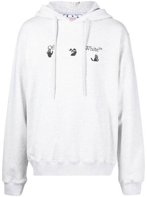 Off-White printed logo cotton hoodie - Grey